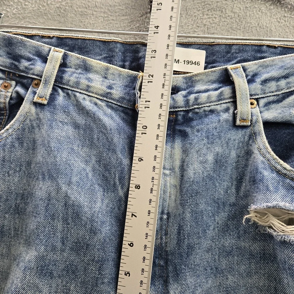 Levi's 501 Men Jeans 38X34 Light Blue Denim Original Fit Straight Leg Distressed